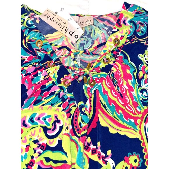 Philosophy Republic Clothing Womens S Sleeveless Lace-Up Multicolor Paisley Dres - Picture 5 of 9